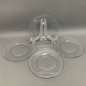 Clear Glass Salad Plates 7 7/8" Across Lot of 4